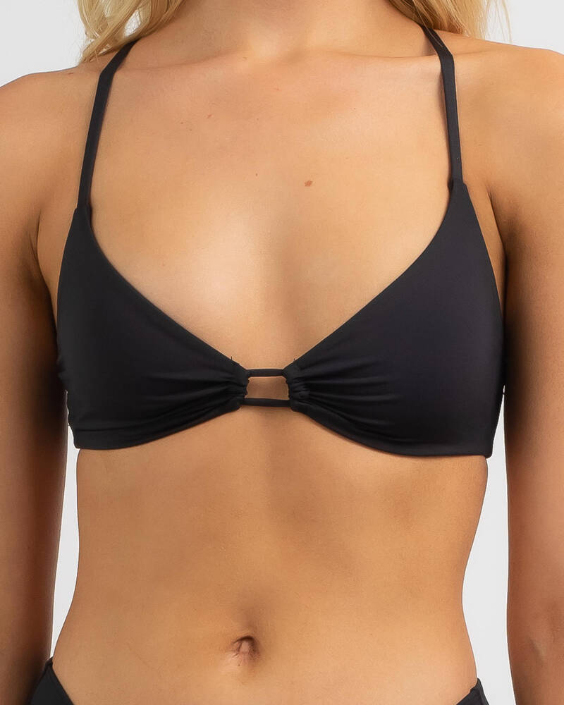 Hurley Solid Tie Front Bralette Bikini Top for Womens