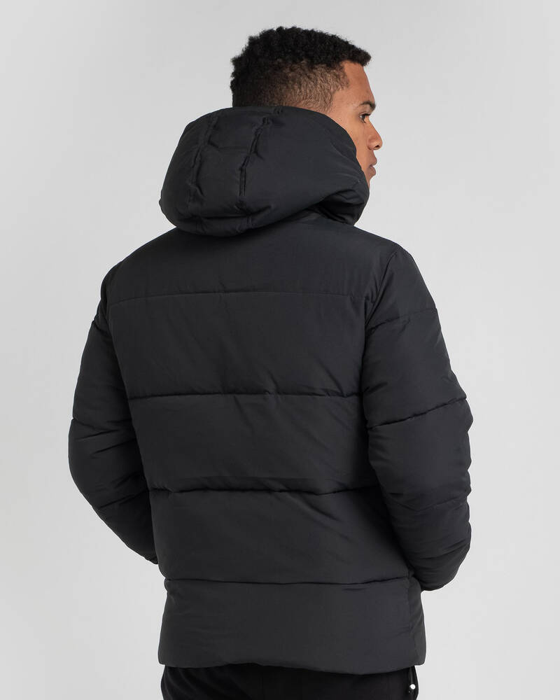 Champion Rochester Athletic Puffer Hooded Jacket In Black - Fast ...