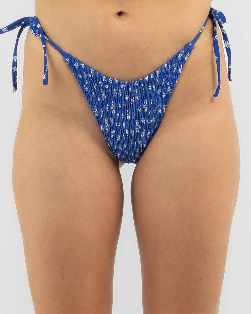 Rhythm Elodie Floral Smocked Tie Side High Cut Bikini Bottom for Womens