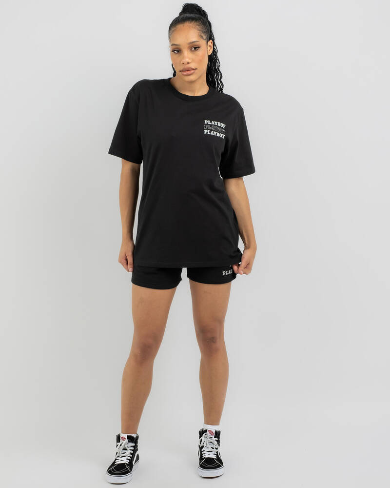 Playboy Bunny Diamante Track Shorts for Womens