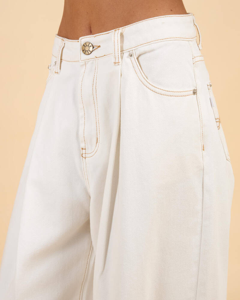 DESU Demi Pleated Wide Leg Jeans for Womens