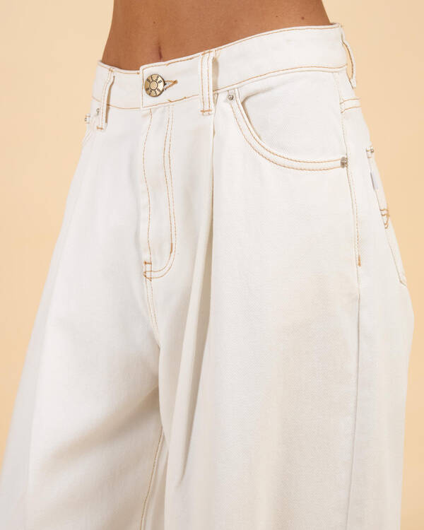 DESU Demi Pleated Wide Leg Jeans for Womens