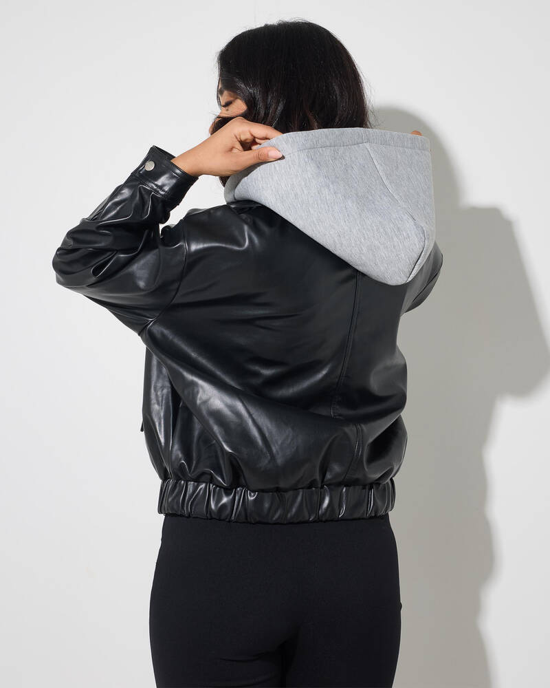 Ava And Ever Bronx Faux Leather Bomber Jacket for Womens