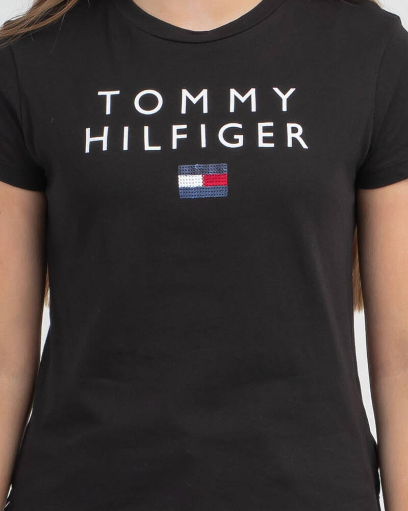 Tommy Hilfiger Girls' Tommy Sequins T-Shirt for Womens
