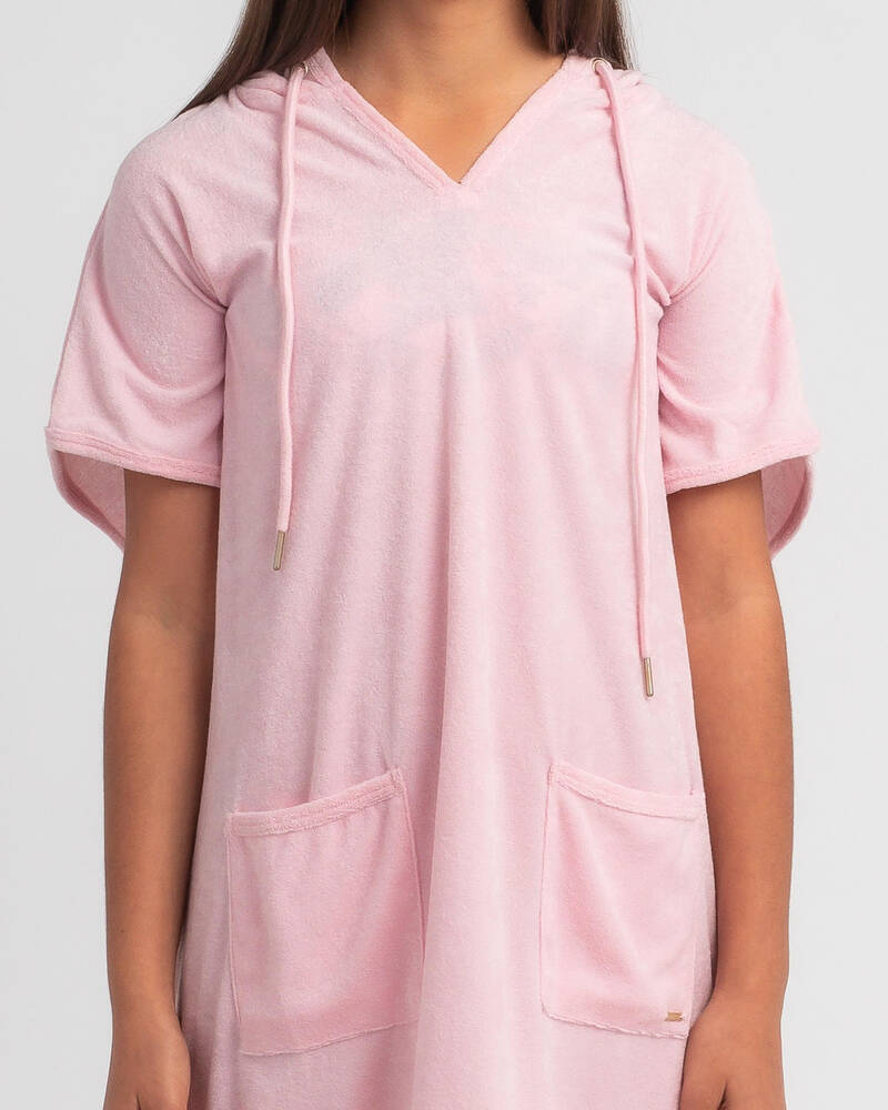 Shop Topanga Girls' Tara Towelling Beach Cover In Pink Fast Shipping