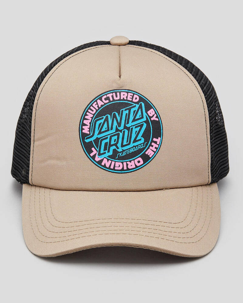 Shop Santa Cruz Original Dot Trucker Snap Back Cap In Cobble Stone ...