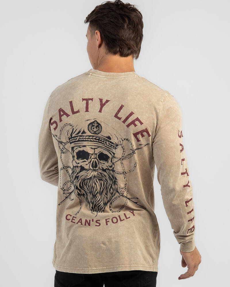 Salty Life Black Beard Long Sleeve T-Shirt for Mens