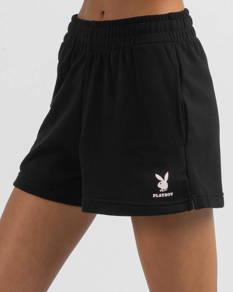 Playboy Bunny Text Track Shorts for Womens