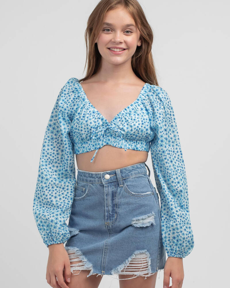 Ava And Ever Girls' Junie Top In Blue Floral - Fast Shipping & Easy ...