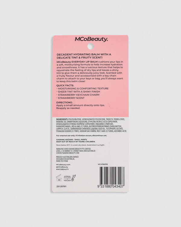 MCo Beauty Everyday Lip Balm Bag Charm for Womens