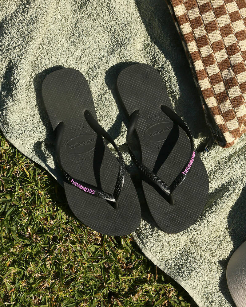 Havaianas Slim Rubber Logo Thongs for Womens