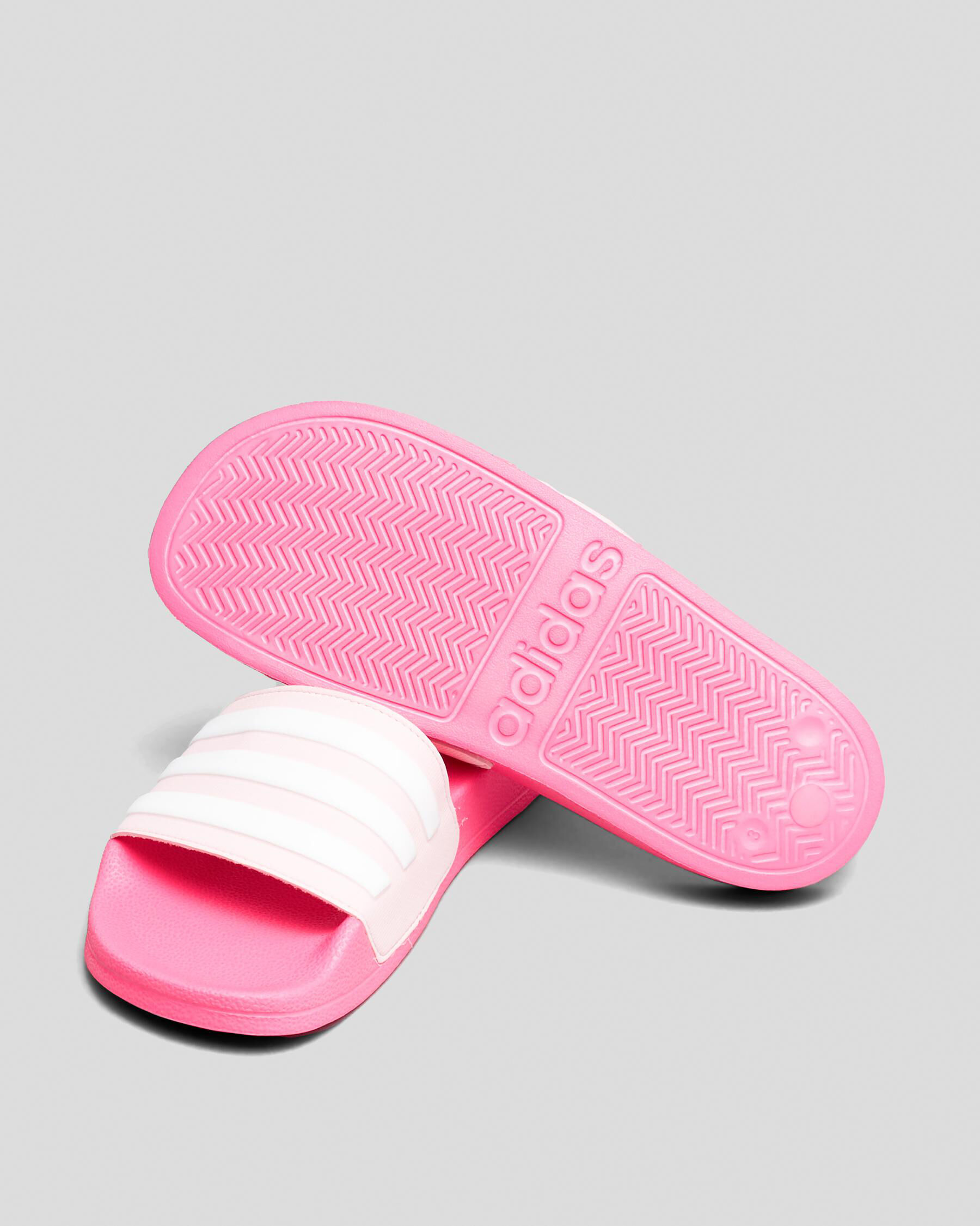 girls pink adidas sliders