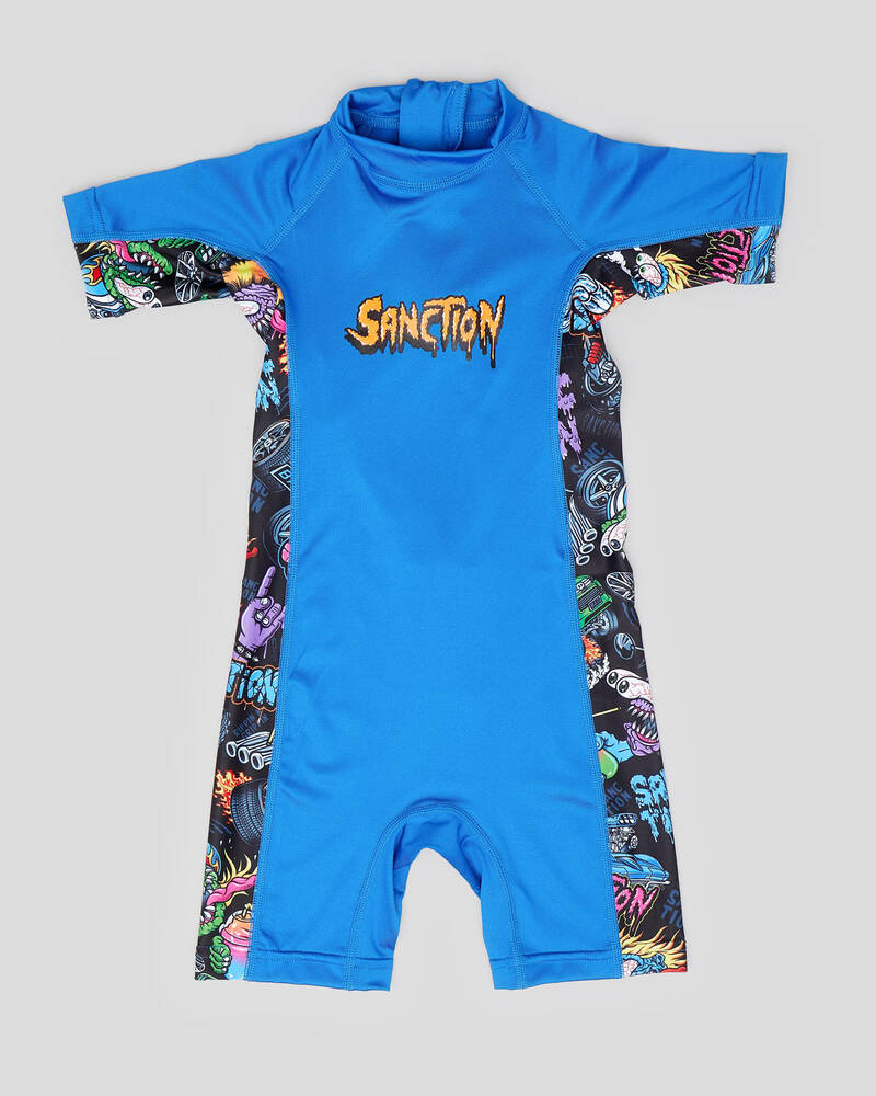 Sanction Toddlers' Titan Short Sleeve Surfsuit In Cyan/multi - Fast ...