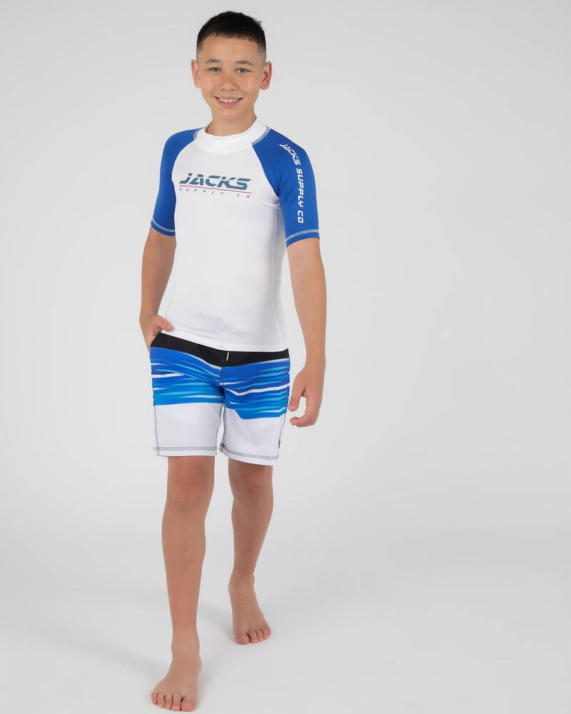 Jacks Boys' Whitewash Short Sleeve Rash Vest for Mens