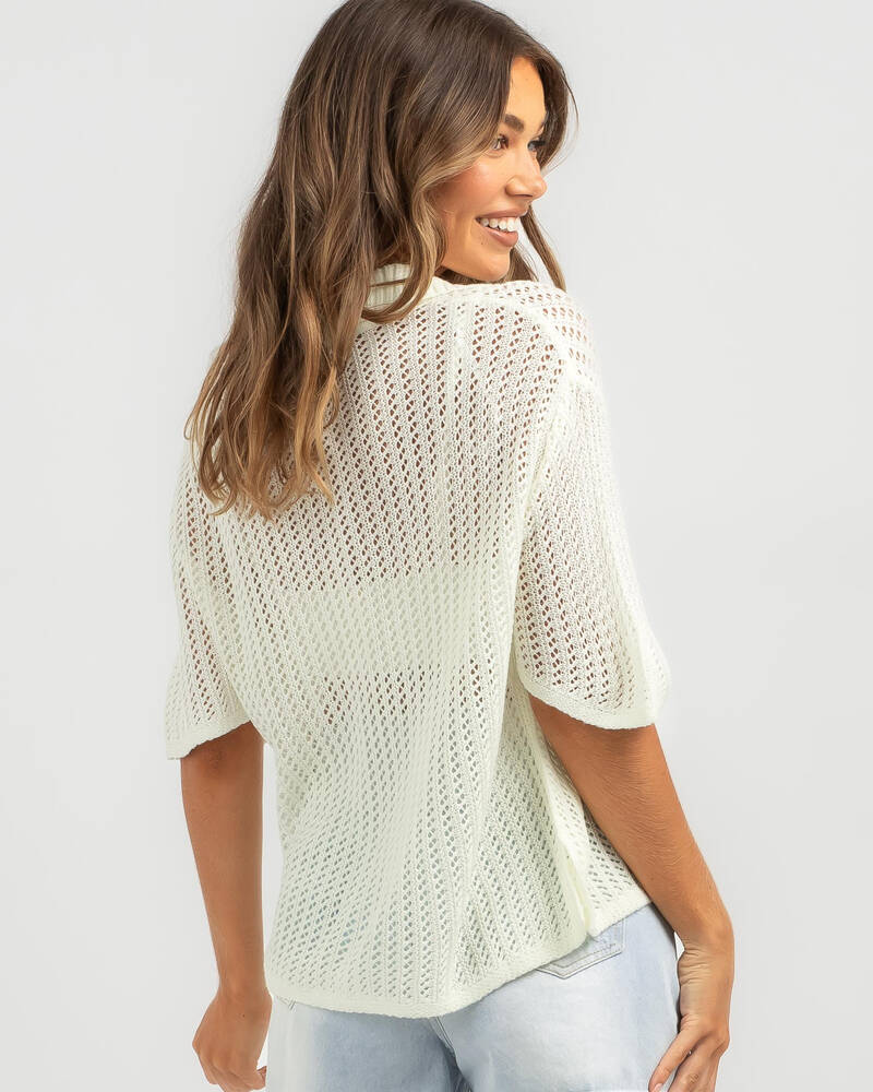 Mooloola South Beach Crochet Short Sleeve Shirt for Womens