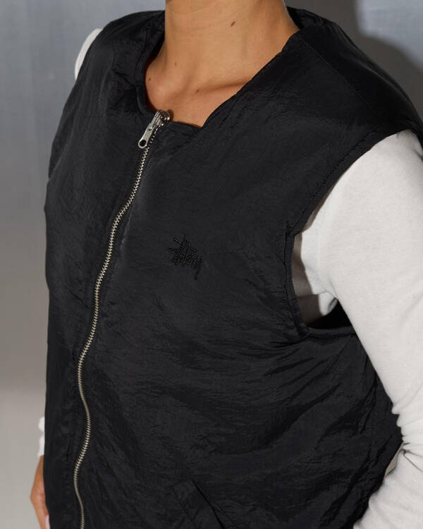 Stussy Stock Logo Reversible Quilted Vest for Womens