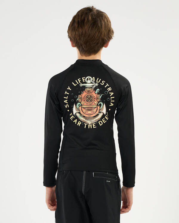 Salty Life Boys' Fear The Deep Long Sleeve Rash Vest for Mens
