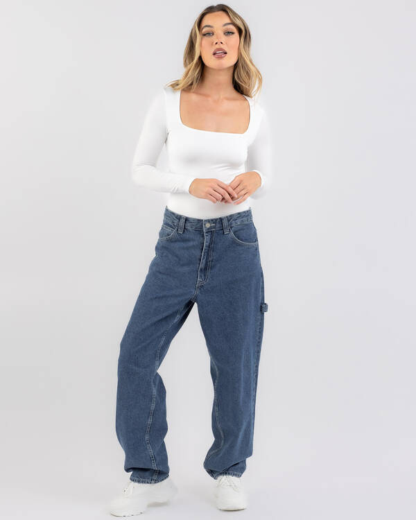 Luvalot Basic Square Neck Long Sleeve Bodysuit for Womens