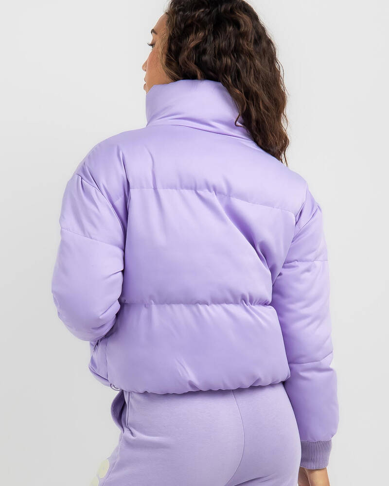 Ava And Ever Academy Puffer Jacket In Lilac Fast Shipping & Easy