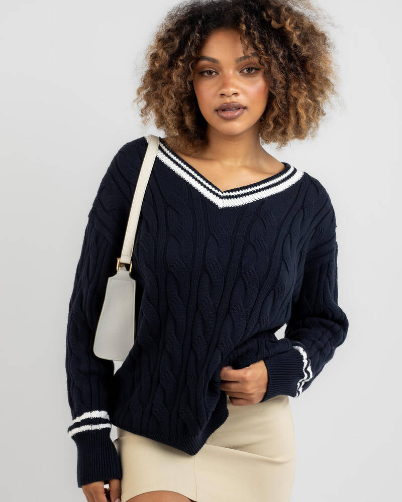 Simple Stripe V-Neck Pullover