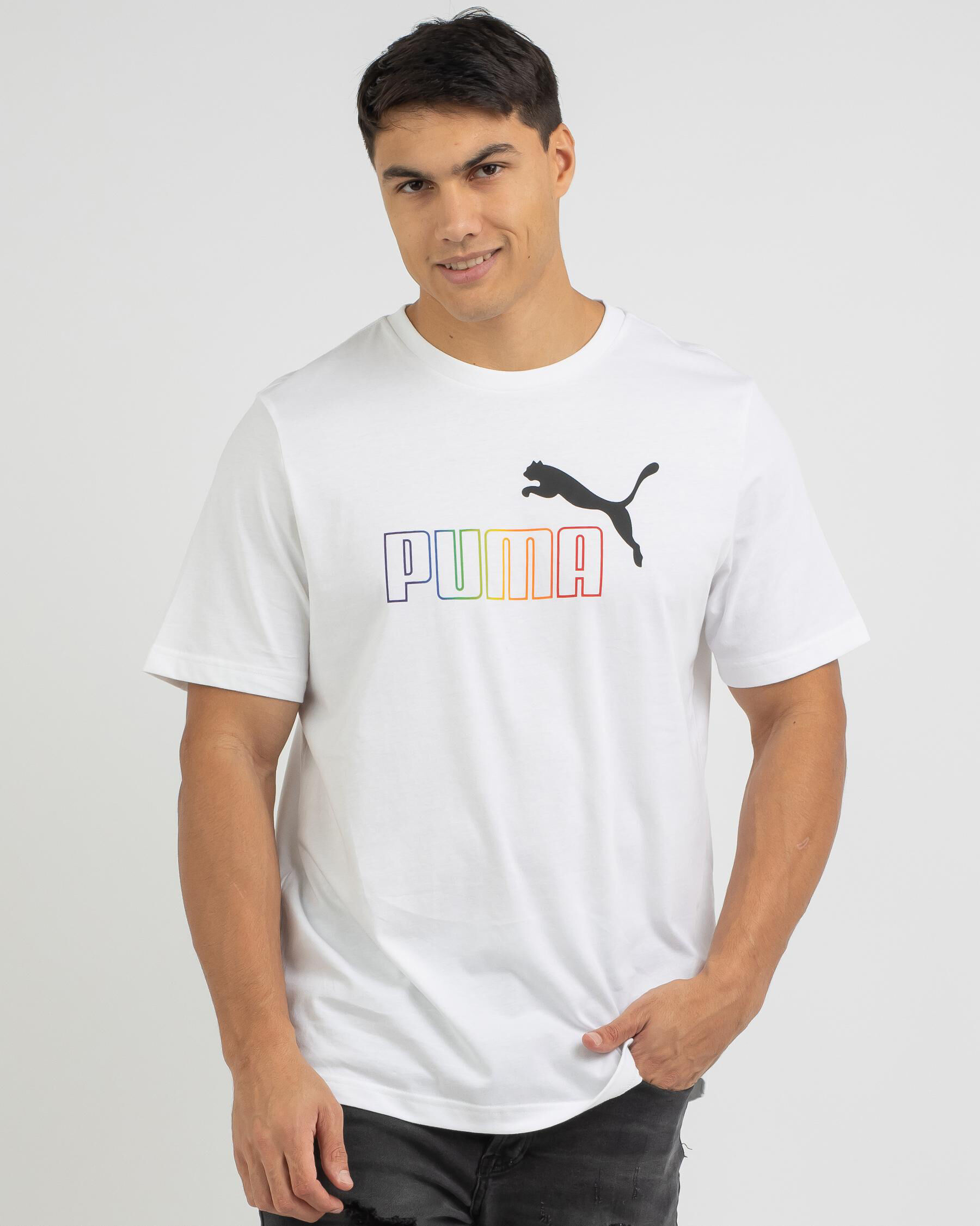 Puma ESS+ Rainbow T-Shirt In Puma White 