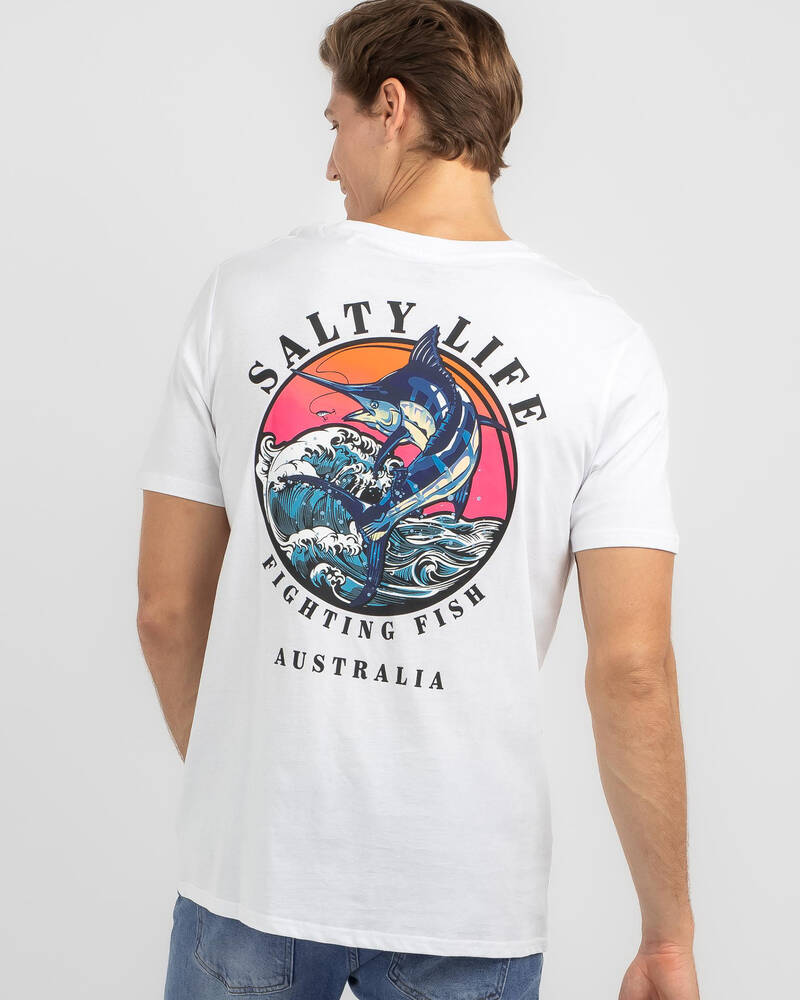 Salty Life Fighting Fish T-Shirt for Mens
