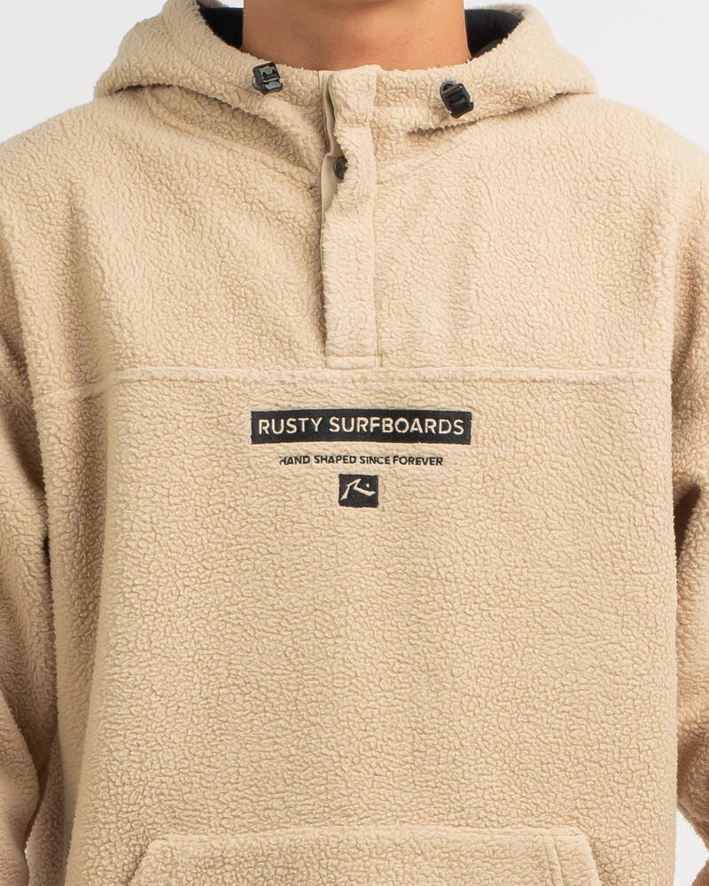 Rusty Big Bare Hooded Polar Fleece Hoodie for Mens