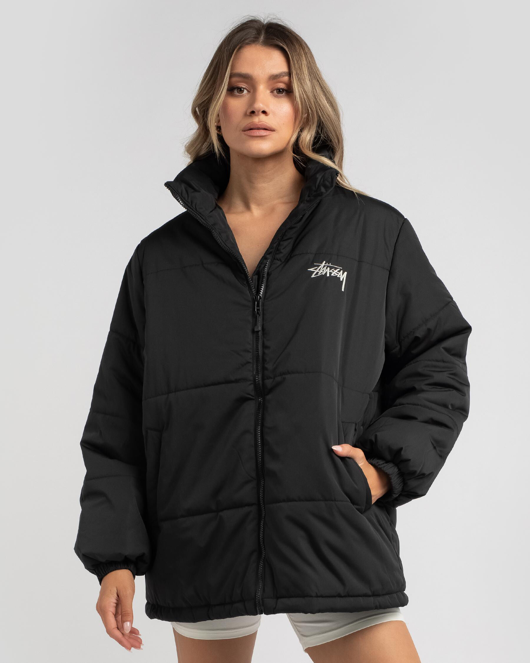 Stussy Stock Puffa Jacket In Black 