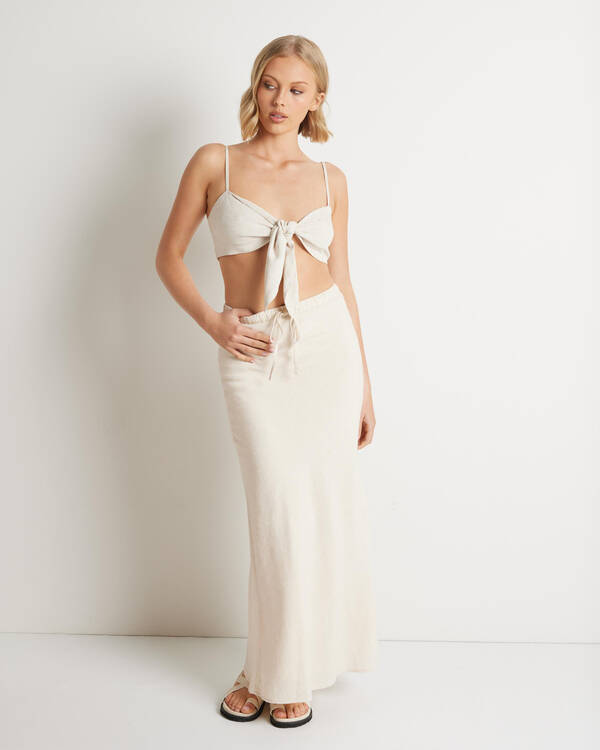 Mooloola Palm Hawaii Tie Front Crop Top for Womens