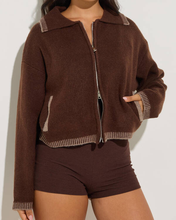 Ava And Ever Neon Zip Knit Jumper for Womens