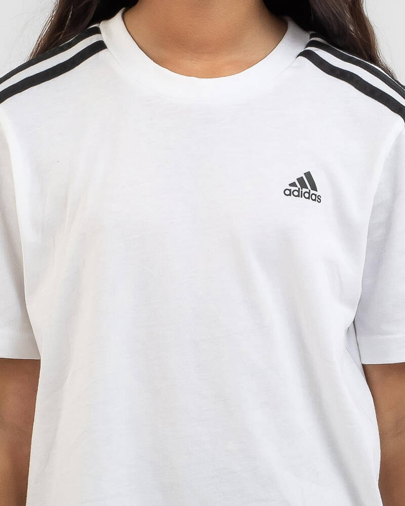adidas Girls' Essential 3 Stripe BF T-Shirt for Womens