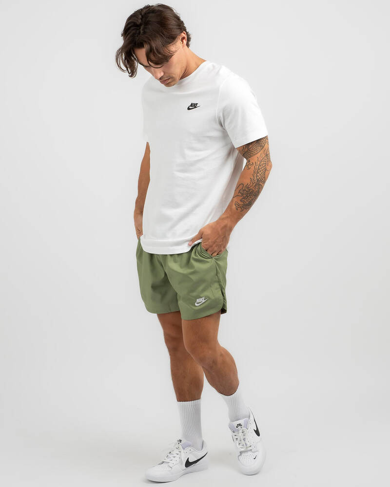Shop Nike Sportwear Woven Flow Shorts In Oil Green/white - Fast ...