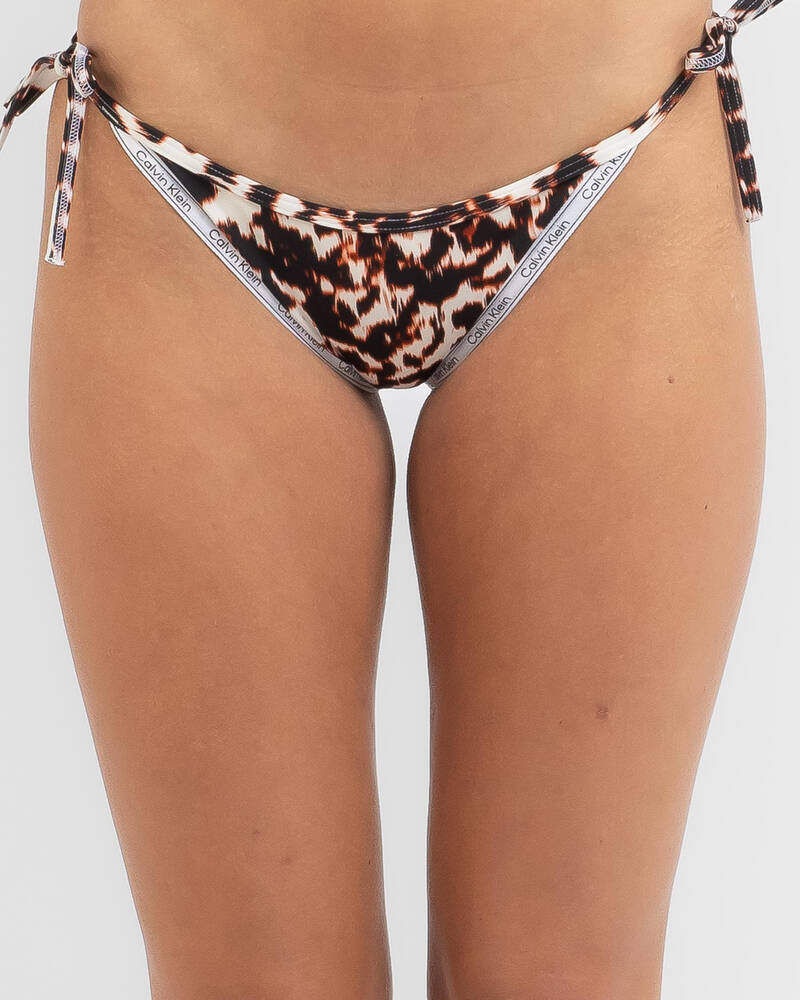 Calvin Klein Core Logo Tape String Side Tie Bikini Bottom for Womens