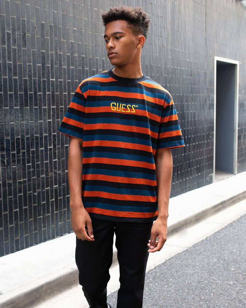 GUESS Go Wonder Stripe Logo T-shirt for Mens