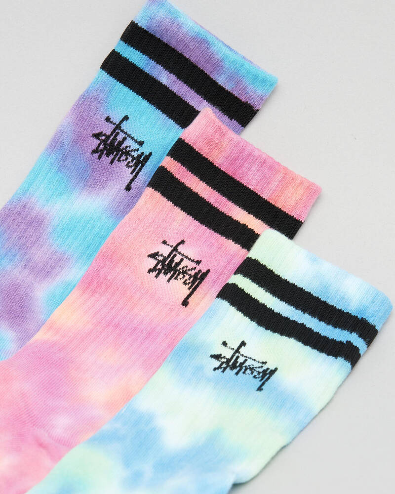 Stussy Tie Dye Crew Socks 3 Pack for Mens