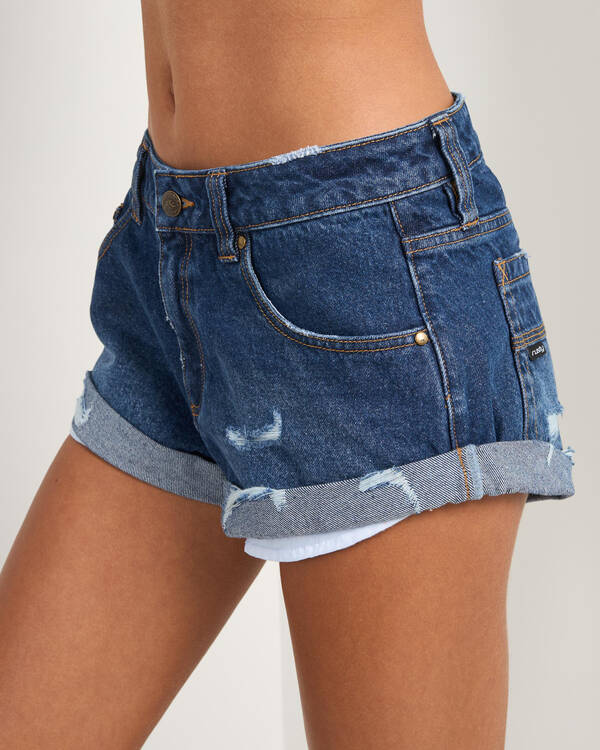 Rusty Pheonix Low Rise Denim Mini Shorts for Womens