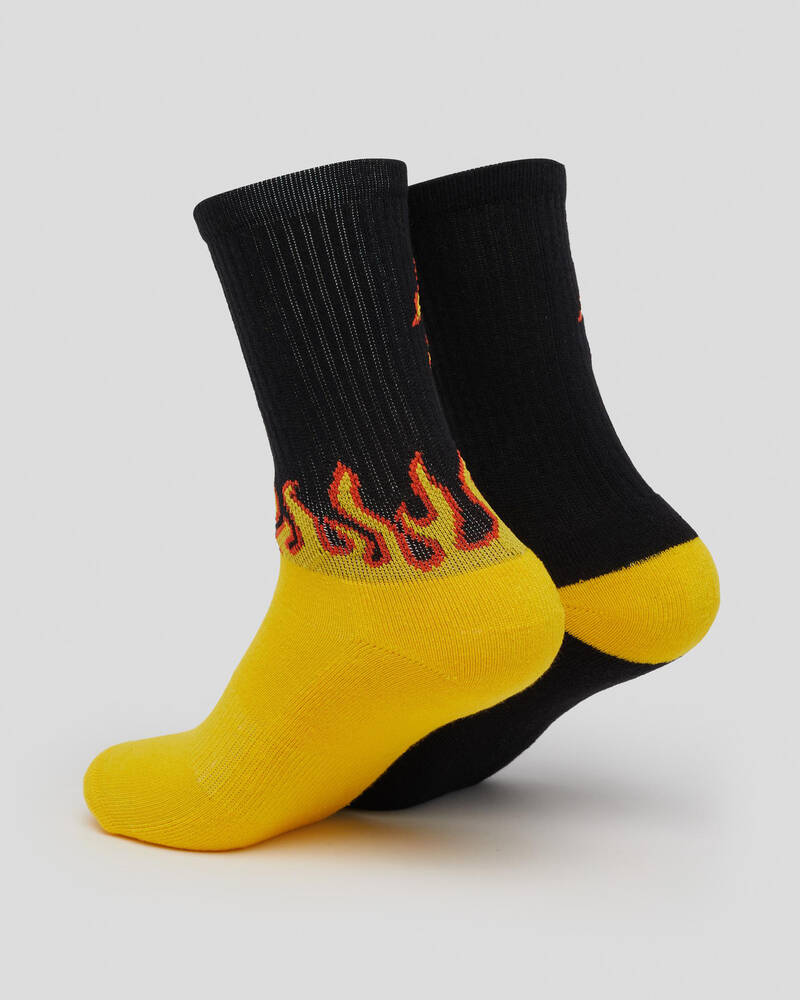Santa Cruz Boys' Flame Strip Crew Socks 2 Pack for Mens