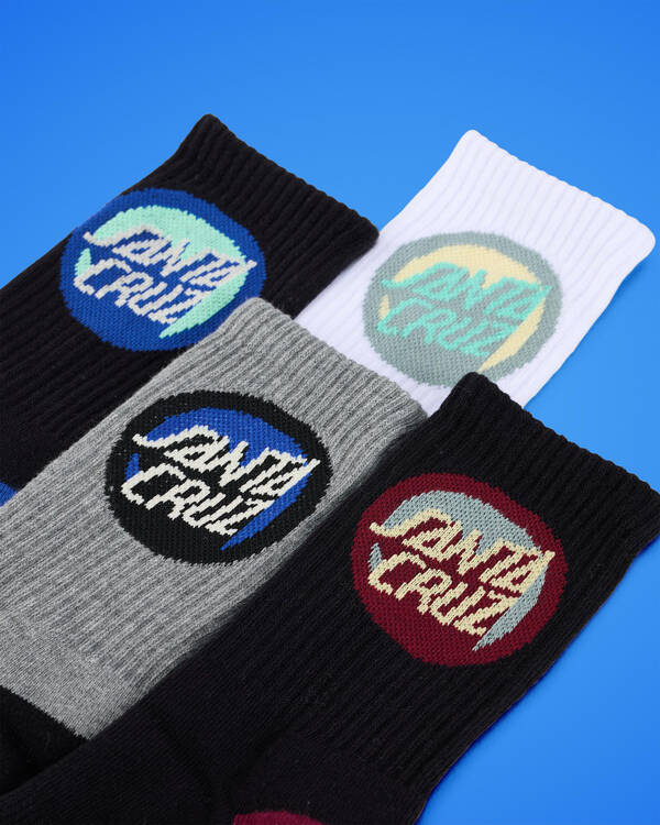 Santa Cruz Boys' Bold Shadow Dot Crew Socks 4 Pack for Mens