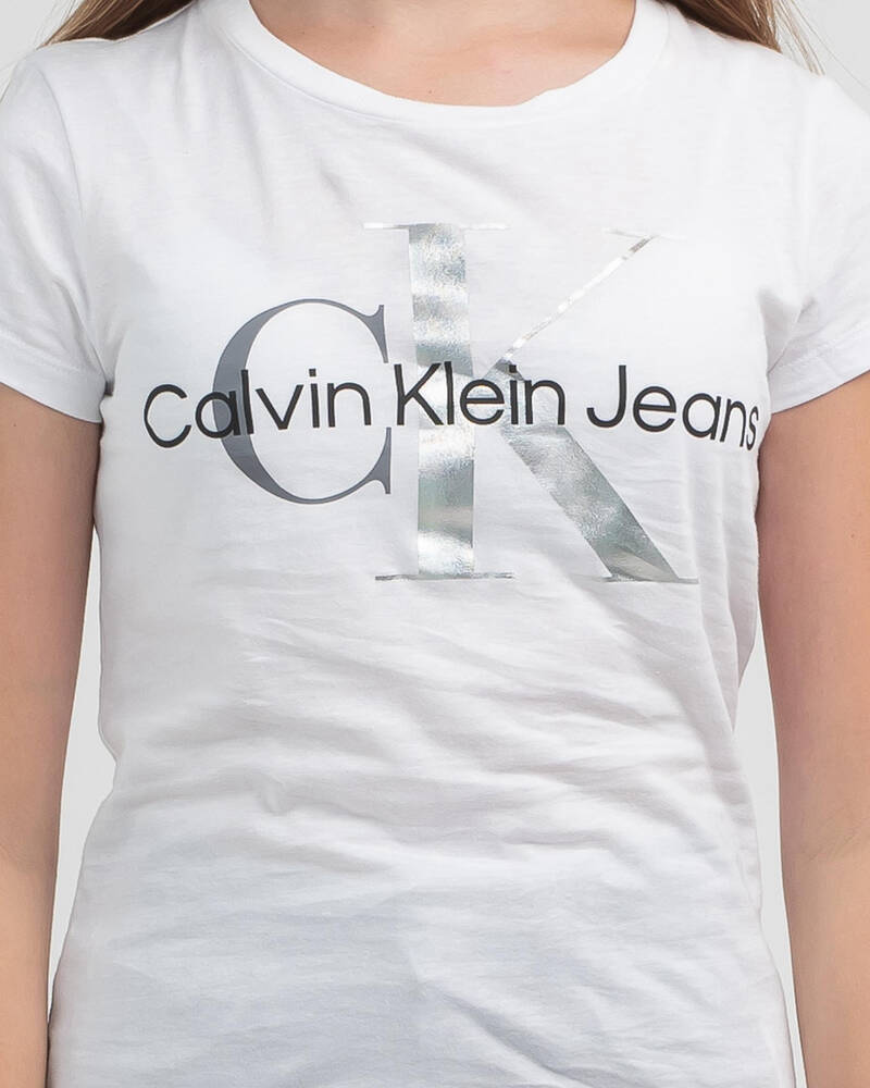 Calvin Klein Girls' Mixed Monogram T-Shirt for Womens
