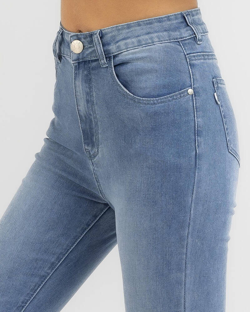 Shop DESU Melrose Flare Jeans In Mid Blue - Fast Shipping & Easy ...