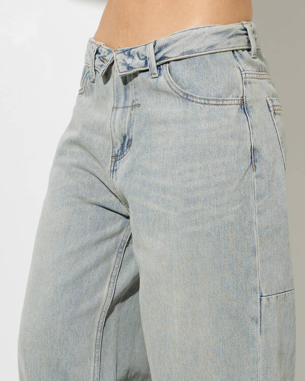Thrills Murphy Folded Waist Baggy Jeans for Womens