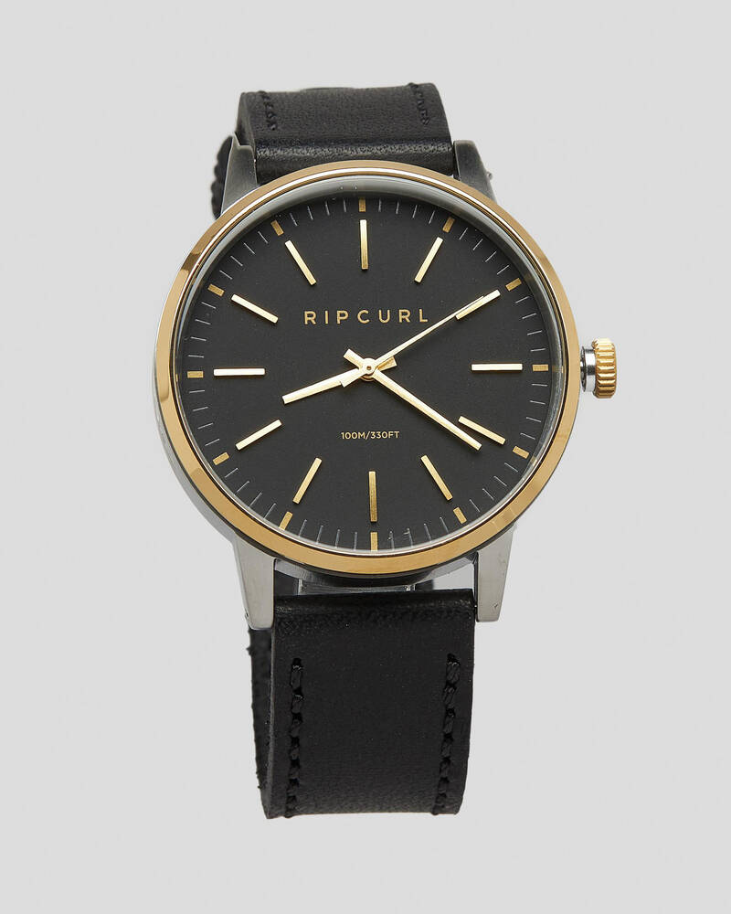 Rip Curl Drake Black / Gold Leather Watch for Mens