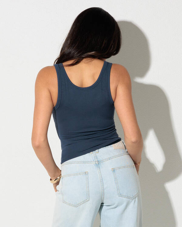 Ava And Ever Basic Fine Rib Henley Tank Top for Womens