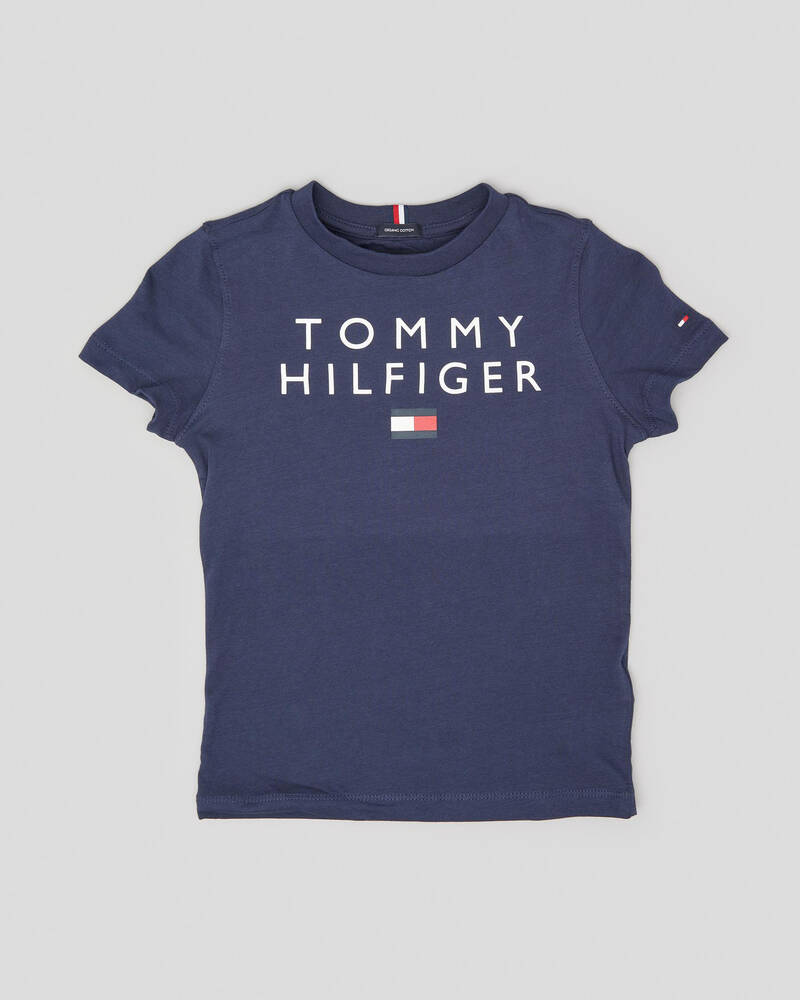 Shop Tommy Hilfiger Toddlers' TH Logo T-Shirt In Twilight Navy - Fast ...