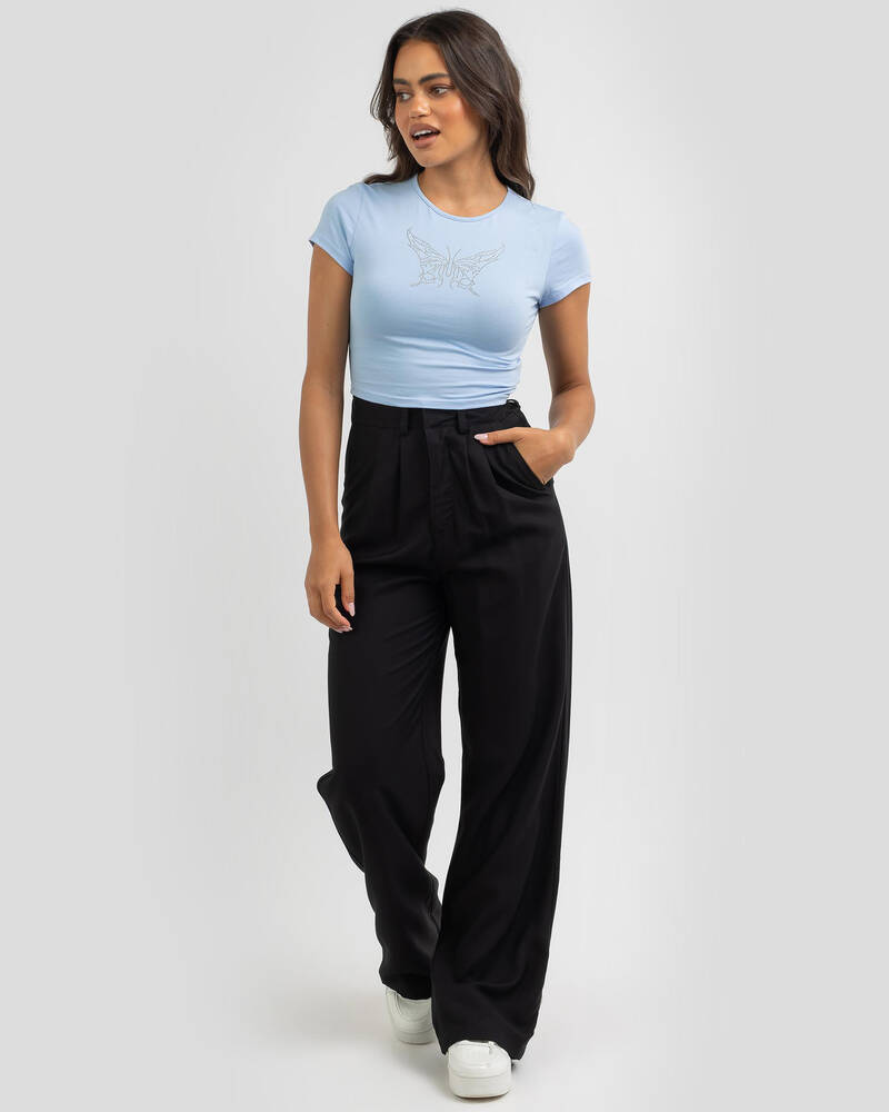 MRKT. Rhinestone Butterfly Baby Tee for Womens