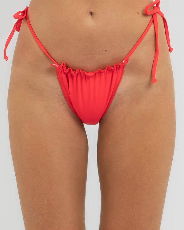 Kaiami Taylor Fluted Cheeky Tie Bikini Bottom for Womens