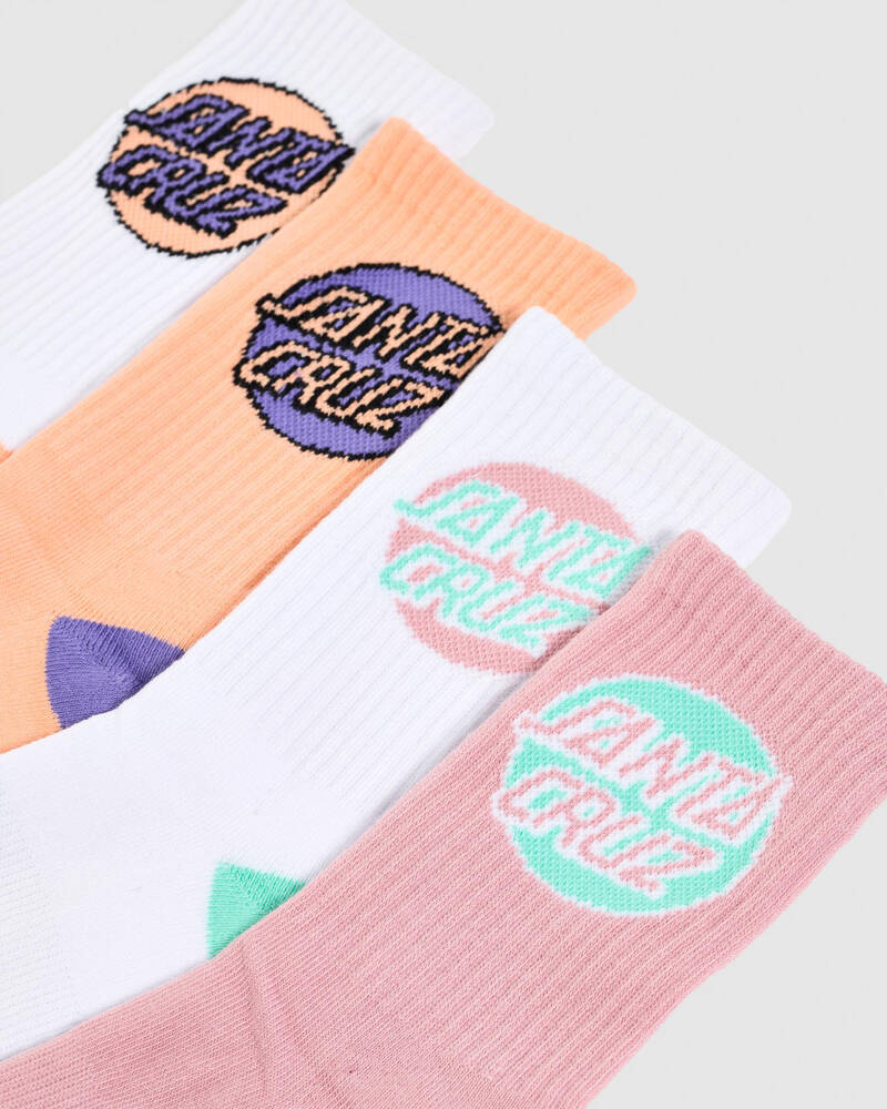 Santa Cruz Girls' Other Dot Crew Sock 4 Pack for Womens