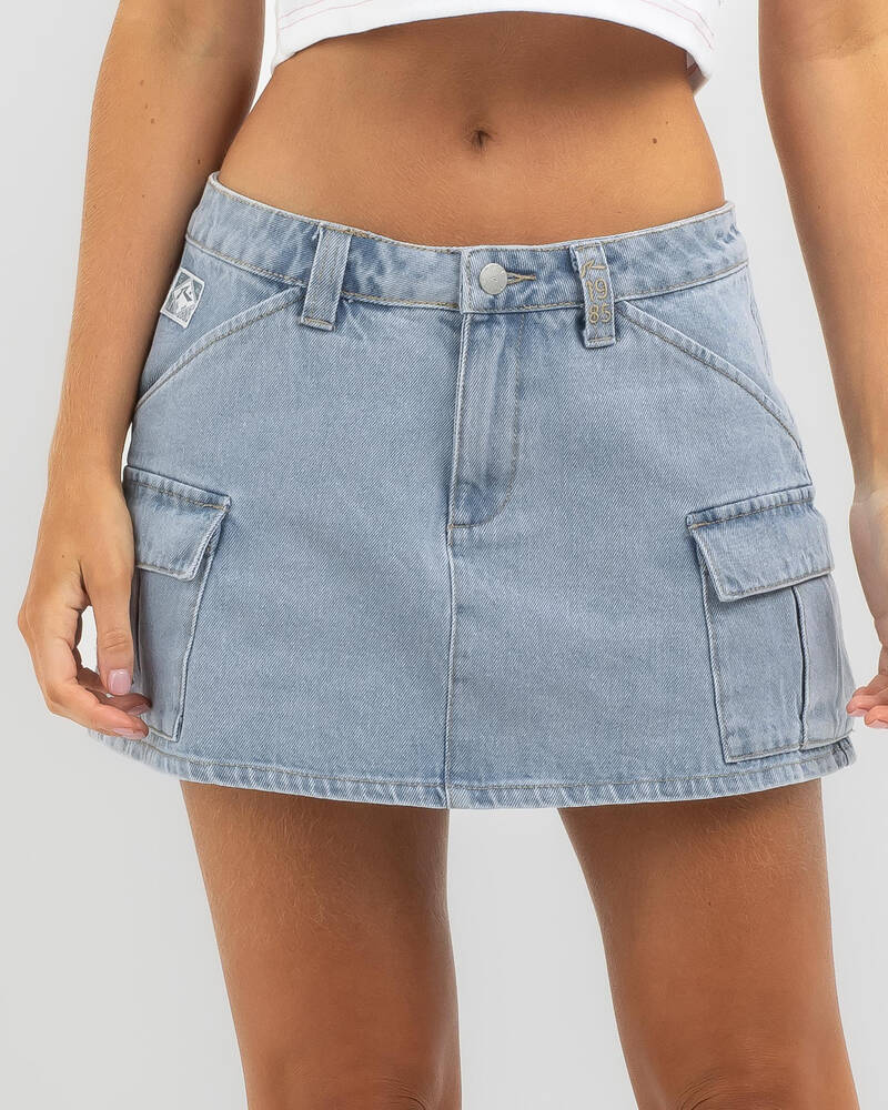 Rusty Milly Low Rise Denim Cargo Mini Skirt for Womens