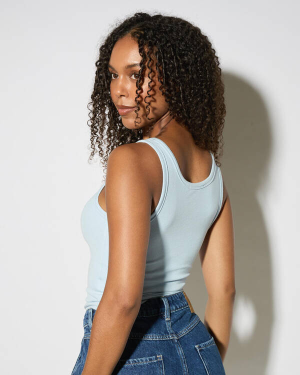 Ava And Ever Basic Fine Rib Henley Tank Top for Womens
