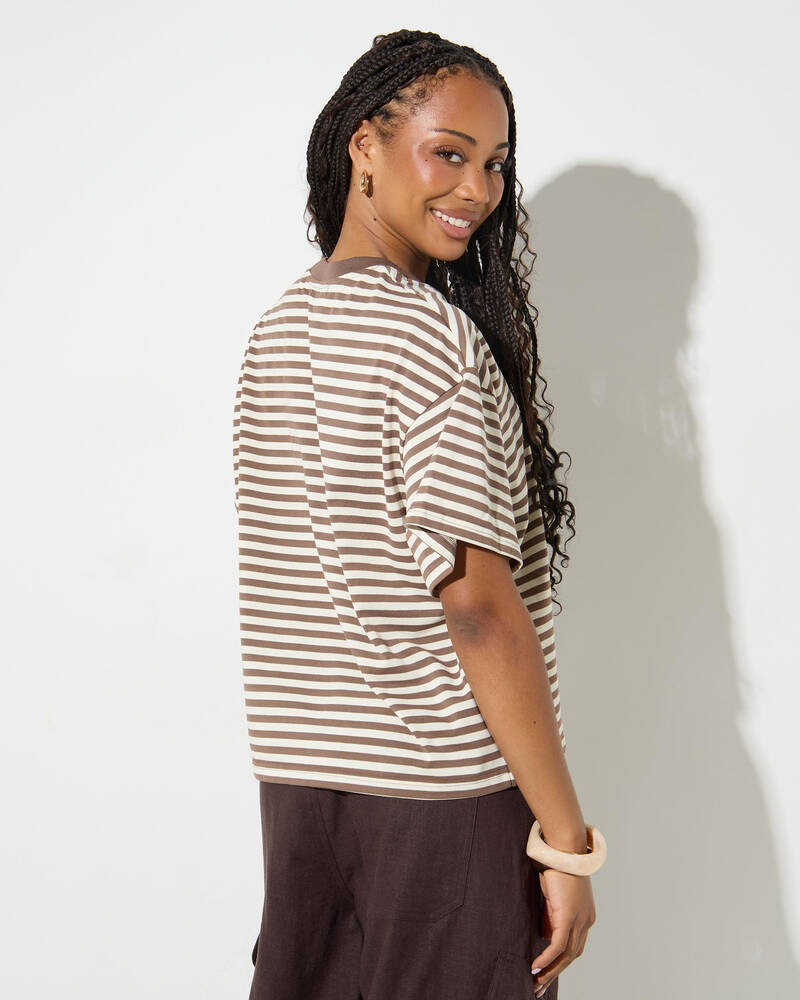 Mooloola Jordie Striped Short Sleeve T-Shirt for Womens